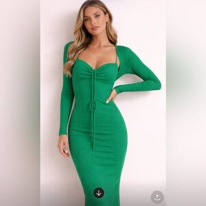 Zara Vibrant Green Long Sleeve Dress